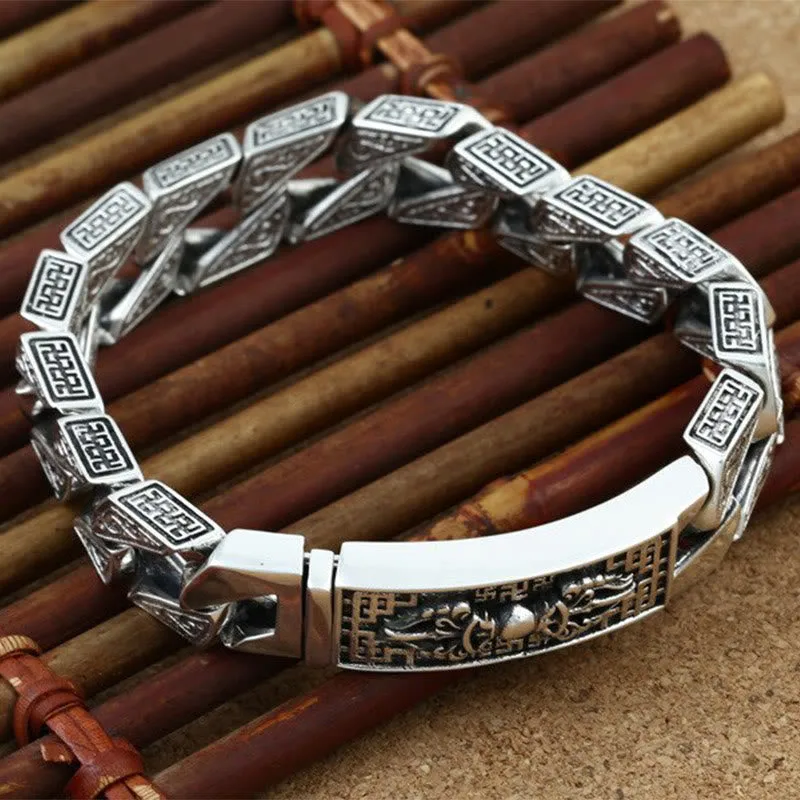 Mythstone Tibetan Om Mani Padme Hum Dorje Vajra Swastika Carved Purity Bracelet - Image 7