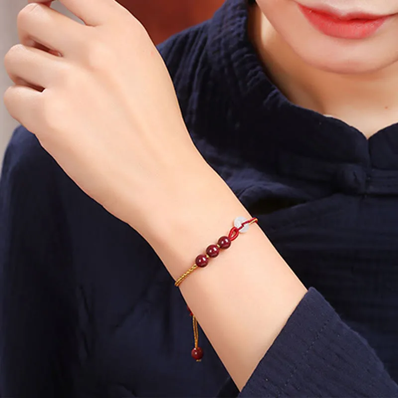 Mythstone Natural Cinnabar Jade Peace Buckle Blessing Bracelet - Image 24