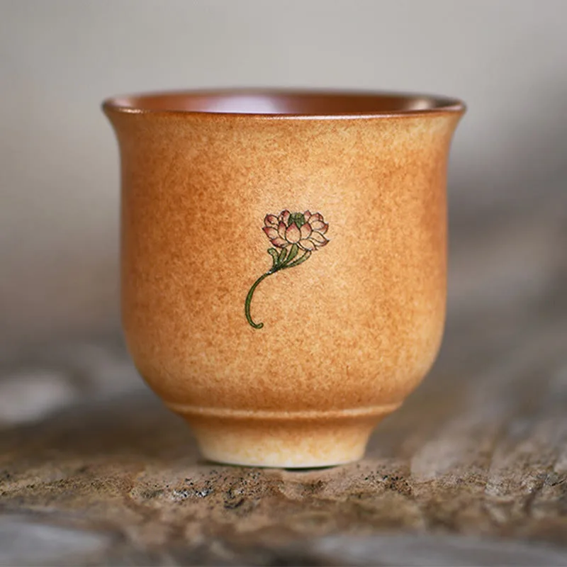 Mythstone Small Dunhuang Frescoes Lotus Ceramic Teacup Kung Fu Tea Cup 90ml - Image 3