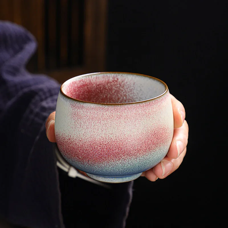 Mythstone Retro Red Gradient Kiln Change Ceramic Teacup Kung Fu Tea Cup - Image 3