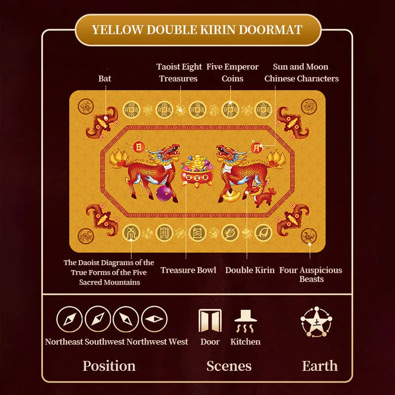 Mythstone - Five Elements Lucky Crane Gourd Kirin Dragon Axe Nine Koi Fish Non-slip Foot Pad Doormat - Image 17