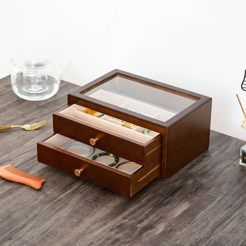 Mythstone Retro Solid Wood Jewelry Box Jewelry Storage Box With Drawer - Image 14