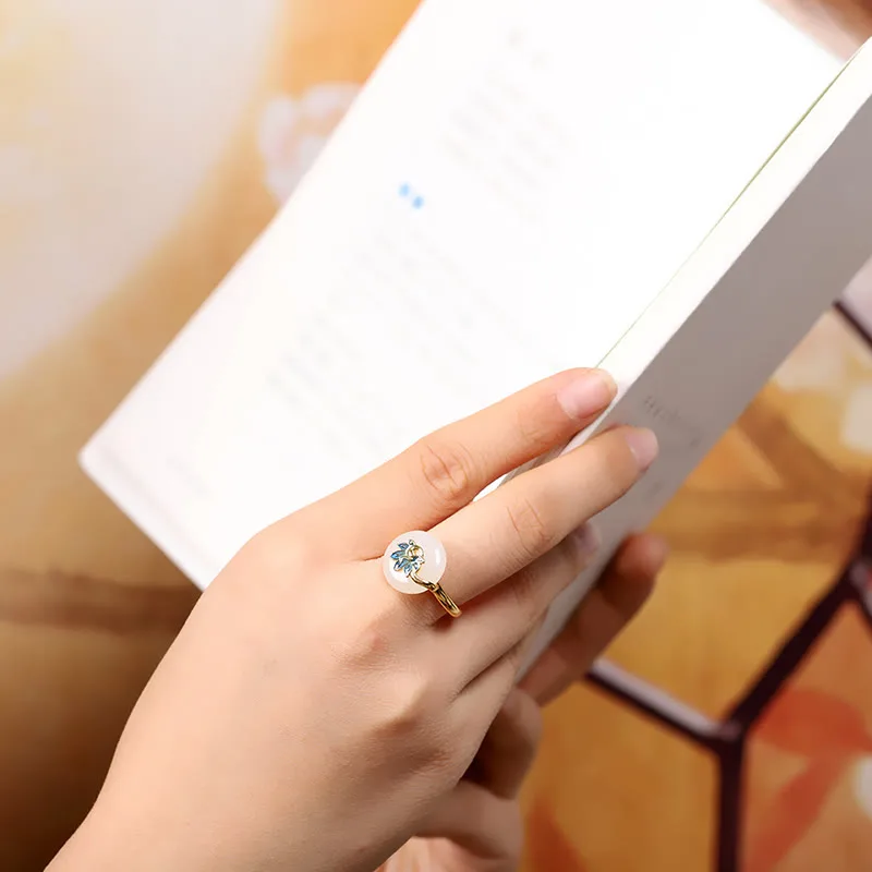 Mythstone 925 Sterling Silver Natural Hetian White Jade Peacock Blessing Necklace Pendant Ring Earrings Set - Image 9