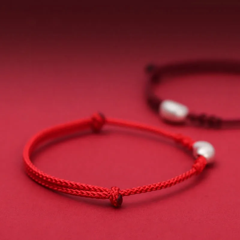 Mythstone 999 Sterling Silver Bean Design Luck Connection Handmade Braided Bracelet - Image 4