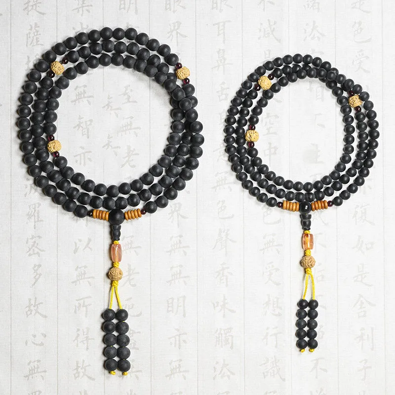 MythStone Tibetan Mala Cypress Bodhi Seed Red Agate Healing Bracelet - Image 13