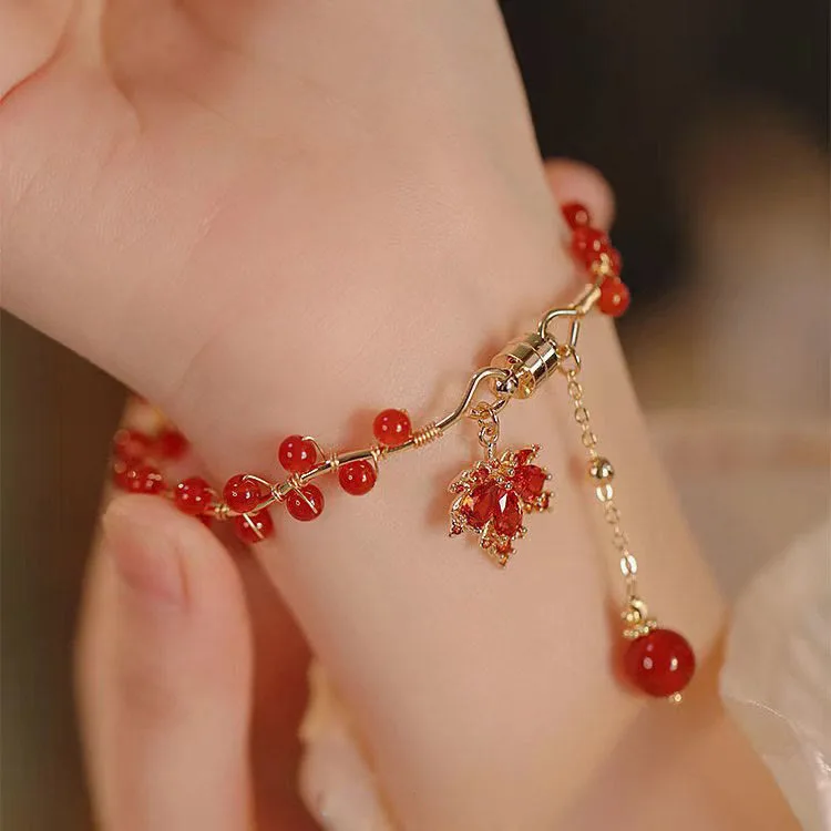 Mythstone Red Maple Leaf Luck Charm Bracelet - Image 9