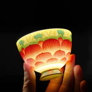 Mythstone Lotus Ceramic Teacup Flower Tea Cups 100ml