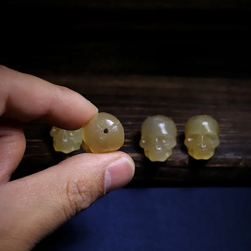 Mythstone Handmade Tibetan Sheep Horn Skull The Lord of the Corpse Forest Yak Bone Engraved Luck Bracelet - Image 9