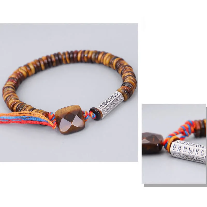 Mythstone Tibetan Tiger Eye Om Mani Padme Hum Protection Power Bracelet - Image 9