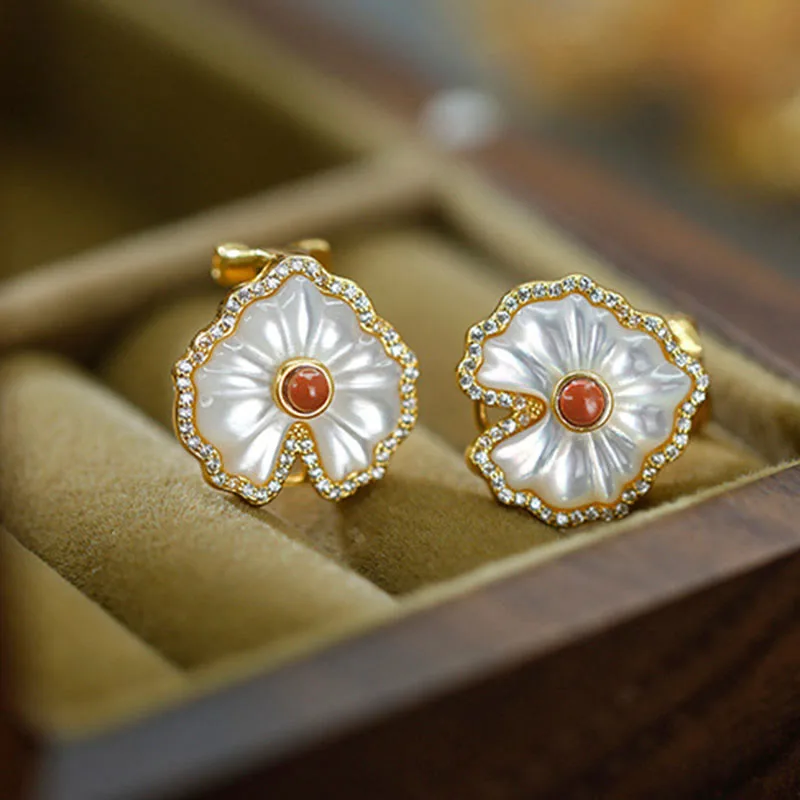 Mythstone 925 Sterling Silver Love Heart Tridacna Stone Red Agate Lazurite Blessing Earrings Necklace Jewelry Set - Image 8