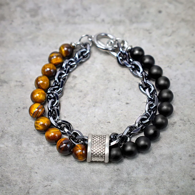 MythStone Natural Tiger Eye Lazurite Protection Bracelet - Image 2