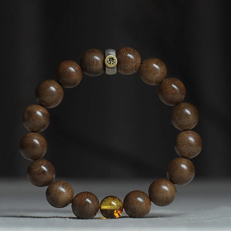 Mythstone Chinese Zodiac Natal Buddha Kalimantan Agarwood Red Agate Amber 925 Sterling Silver Bracelet - Image 8