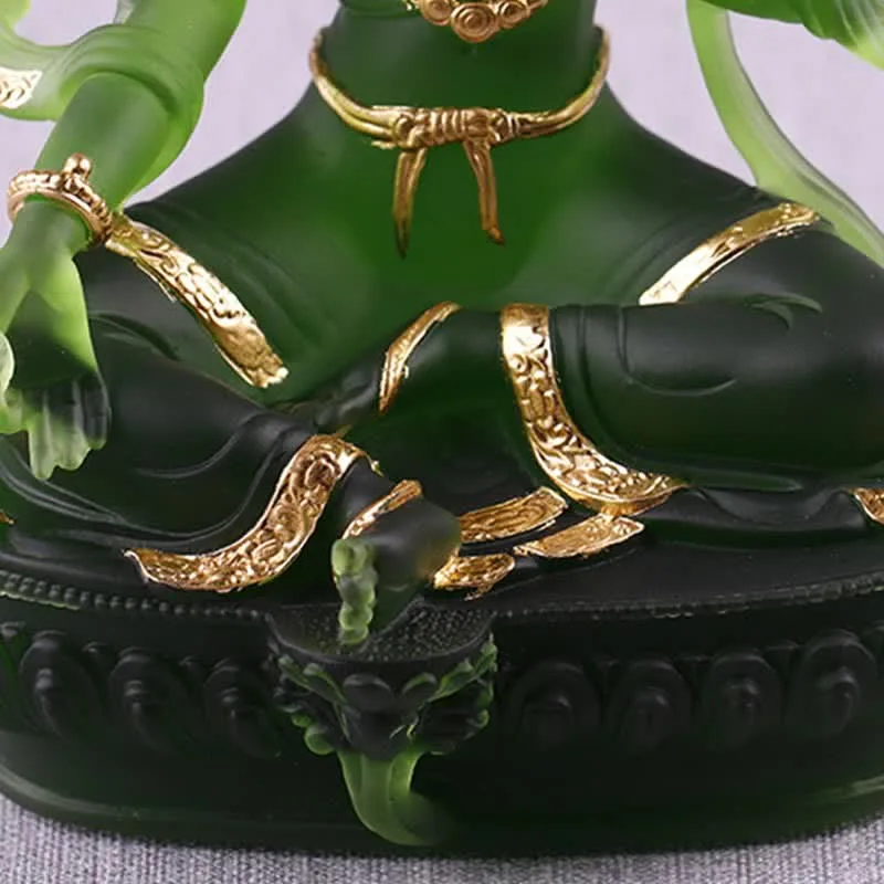 Mythstone Bodhisattva Green Tara Handmade Liuli Crystal Art Piece Protection Home Office Statue Decoration - Image 11