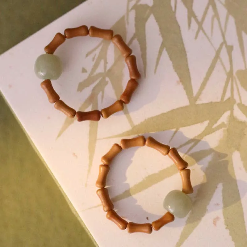 Mythstone Hetian Jade Beaded Bamboo Prosperity Luck Ring - Image 10