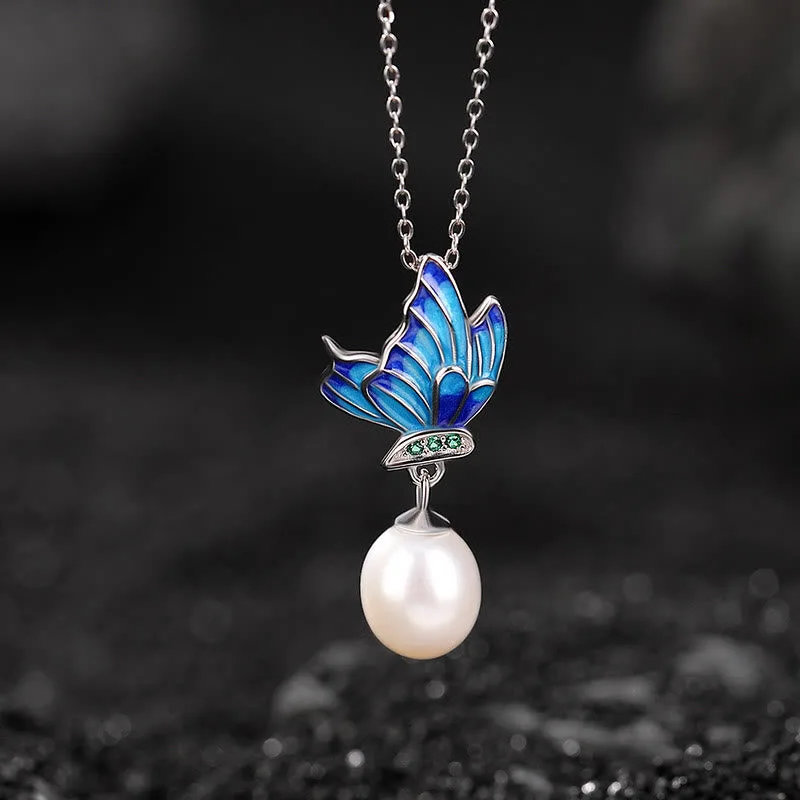 Mythstone 925 Sterling Silver Pearl Butterfly Healing Necklace Pendant Earrings Ring - Image 3