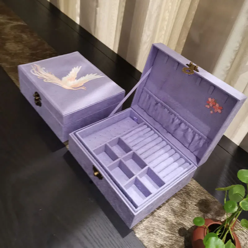 Mythstone Purple Phoenix Jewelry Box Organizer Two-Layer Jewelry Storage Box Flannel Box - Image 8