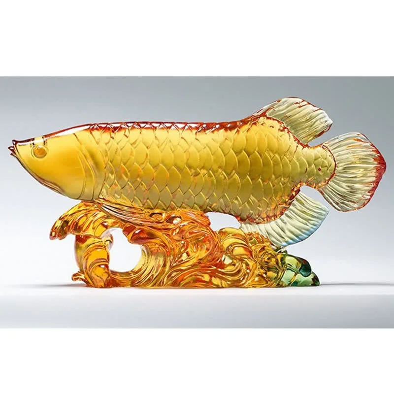Mythstone - Handmade Liuli Crystal Koi Fish Art Piece Luck Home Office Decoration - Image 5