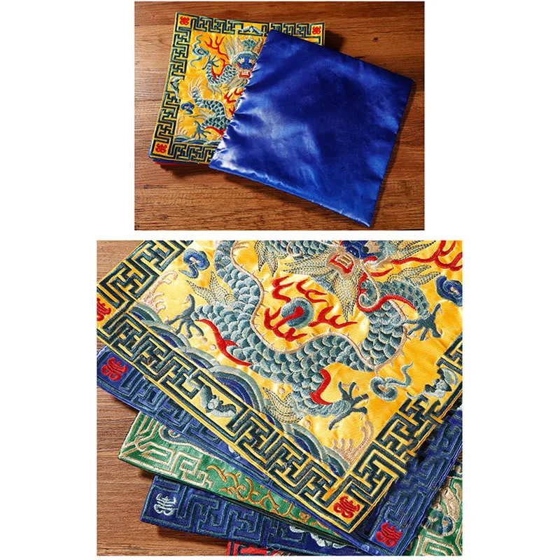 Mythstone Crane Phoenix Dragon Kirin Embroidered Cup Mat Pad Tea Cup Coaster Square Kung Fu Tea Mat - Image 38