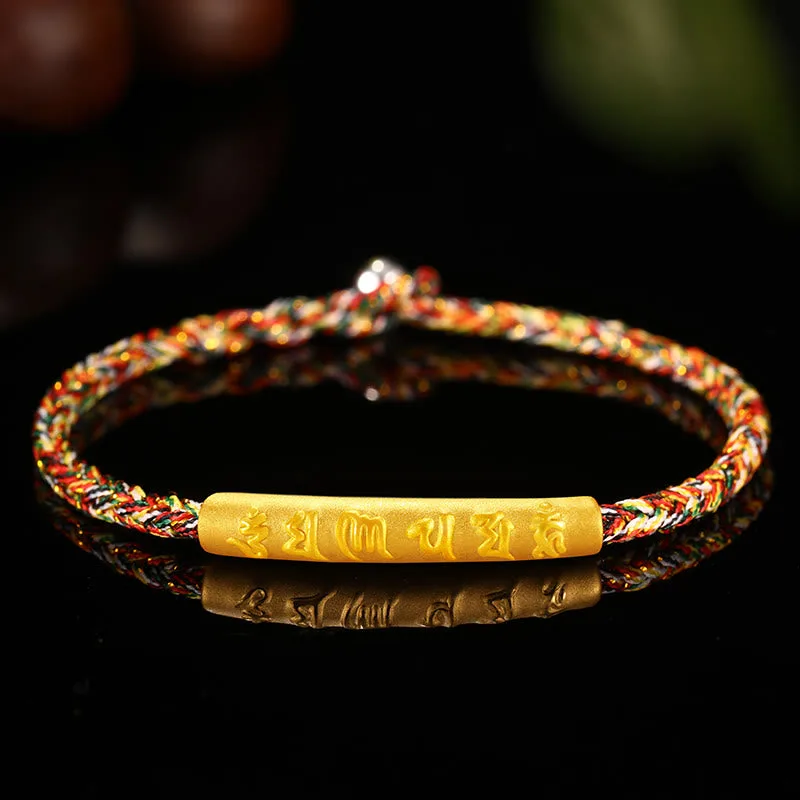 Mythstone Tibetan 999 Gold Om Mani Padme Hum Handcrafted Eight Thread Peace Knot Luck Braided Couple Bracelet - Image 18