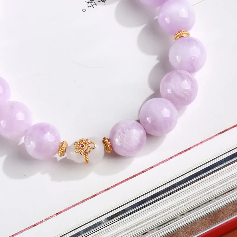 Mythstone Kunzite Hetian White Jade Gourd Love Spiritual Growth Bracelet - Image 5