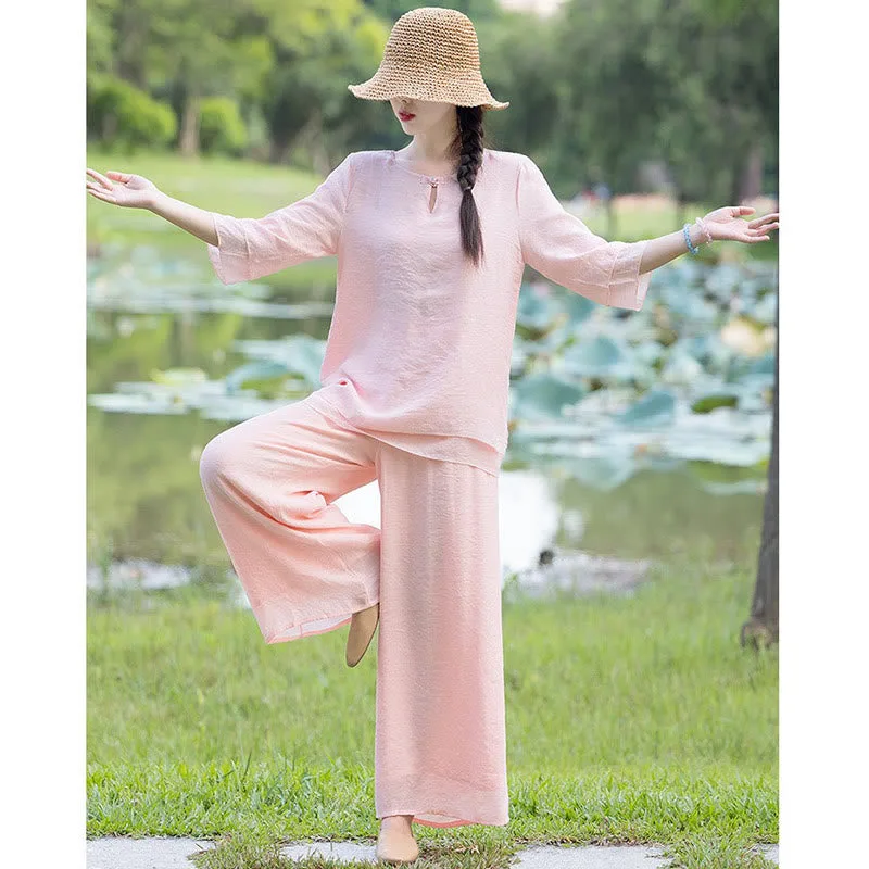 Tai Chi Meditation Prayer Zen Spiritual Morning Practice Clothing Women's Set - Image 23
