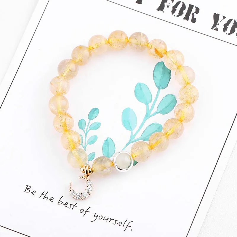 Citrine Luck Protection Moon Charm Bracelet - Image 2