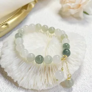 Mythstone Natural Gradient Jade Abundance Luck Bead Charm Bracelet