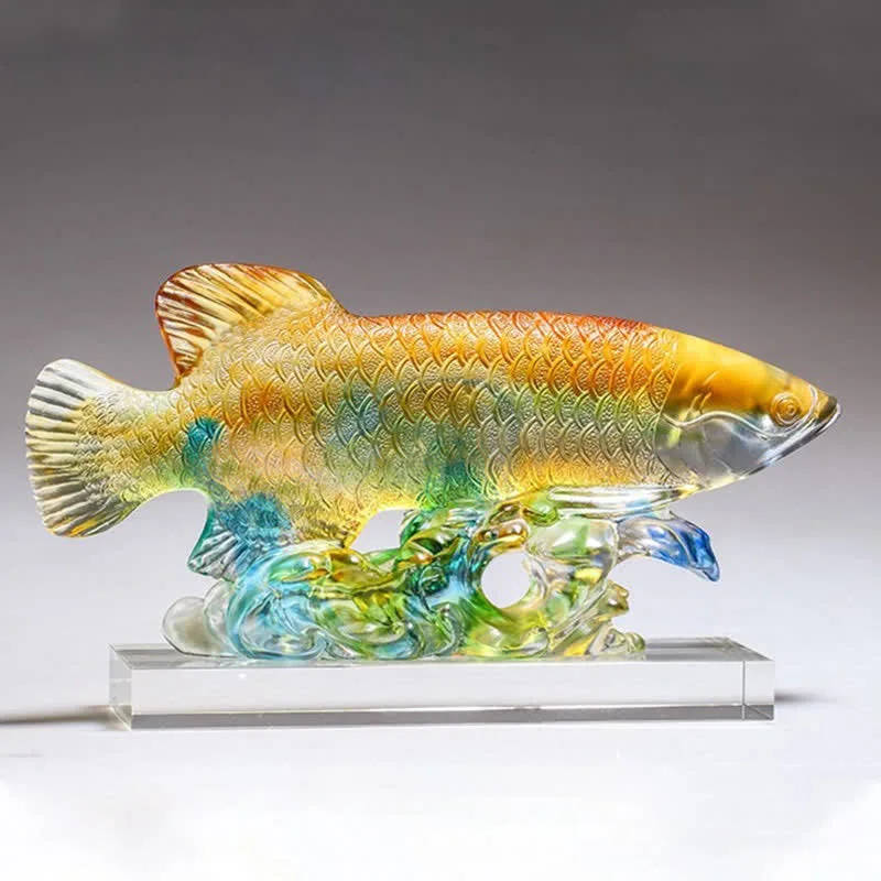 Mythstone - Handmade Liuli Crystal Koi Fish Art Piece Luck Home Office Decoration - Image 6