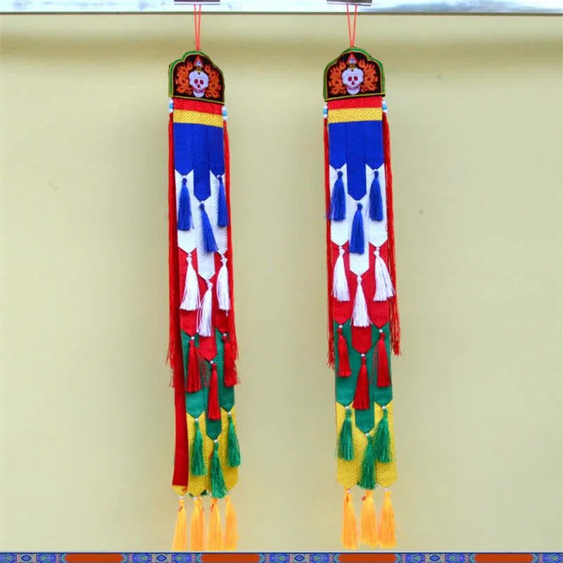 Mythstone Lotus Flower Eight Auspicious Symbols Meditation Enlightenment Colorful Tassels Wall Art - Image 22