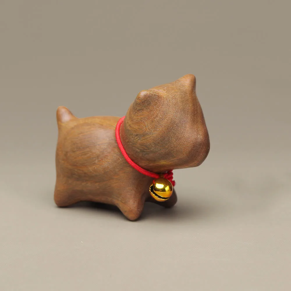 Mythstone Green Sandalwood Small Leaf Red Sandalwood Cute Cat Animals Soothing Peace Decorations - Image 25