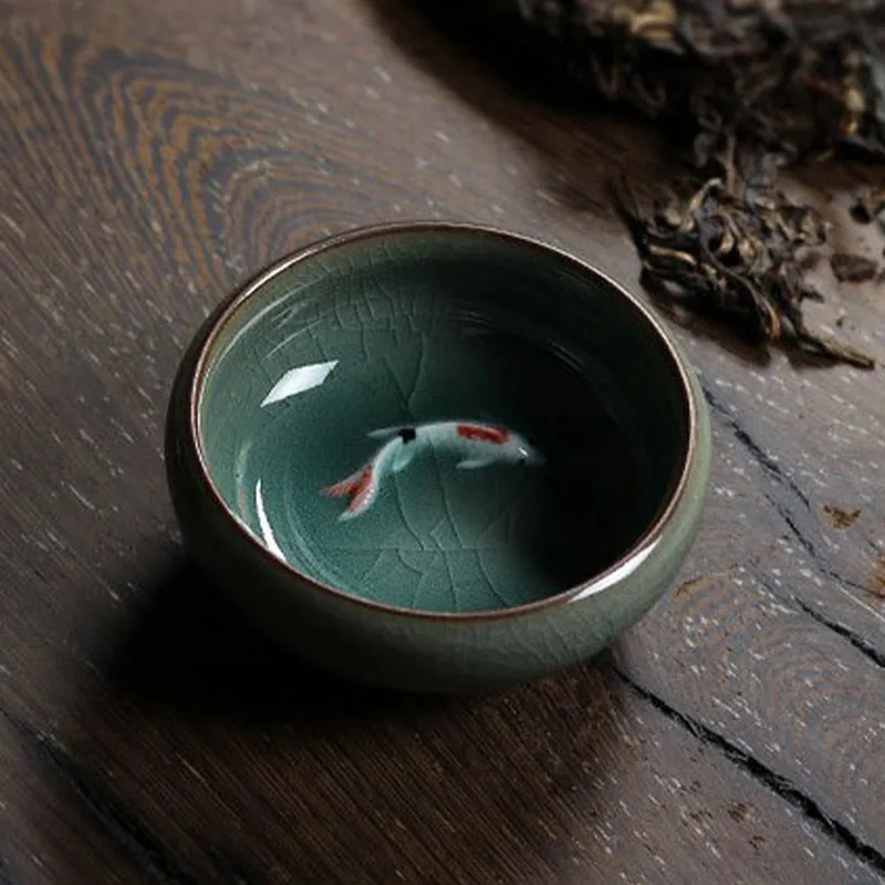 Mythstone Colorful Koi Fish Ceramic Teacup Kung Fu Tea Cup Bowl - Image 15