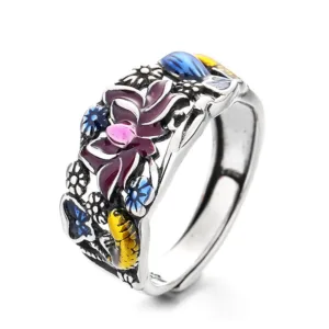 Mythstone - Koi Fish Lotus Flower Leaf Design Luck Wealth Ring