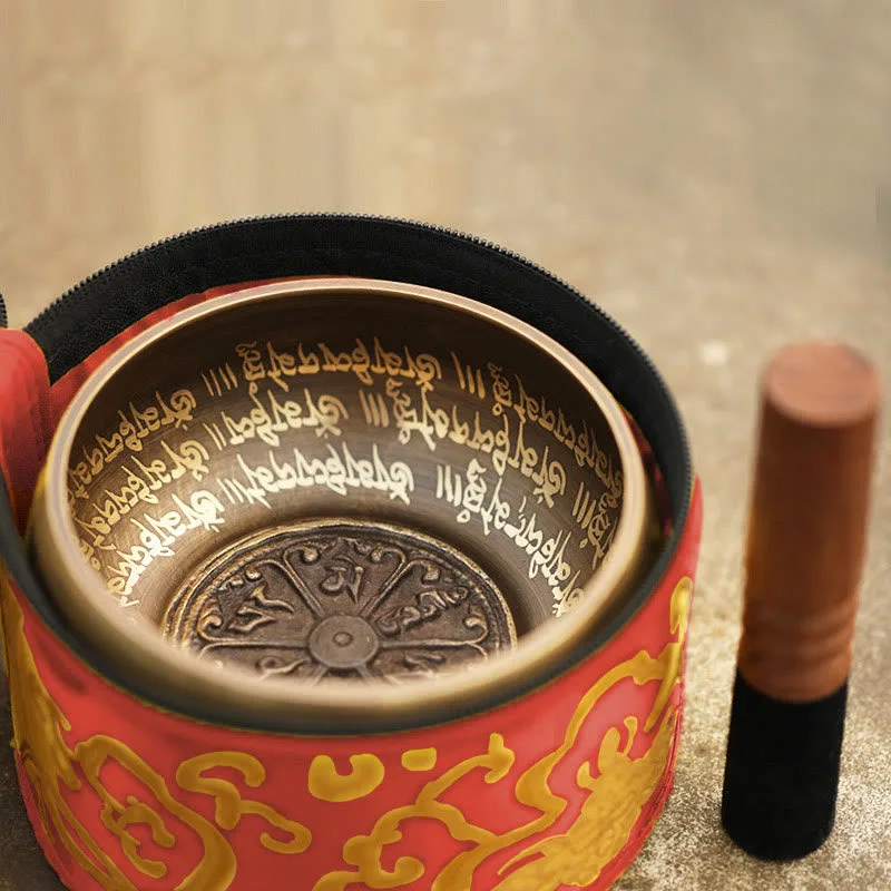 Mythstone Tibetan Meditation Sound Bowl Handcrafted for Healing and Mindfulness Singing Bowl Set - Image 9