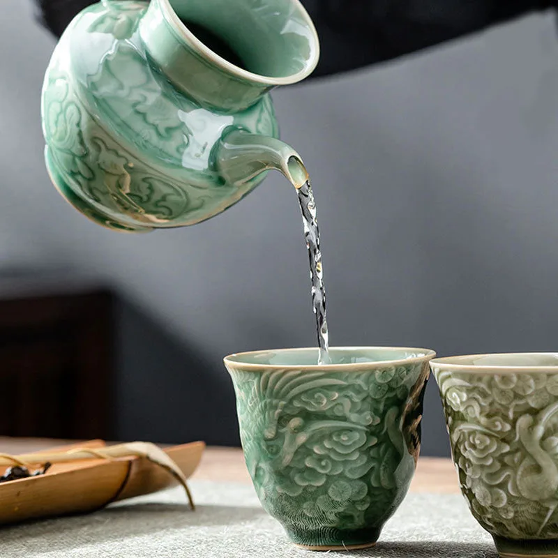 Mythstone Crane Pine Ceramic Teacup Kung Fu Tea Cup 80ml - Image 5