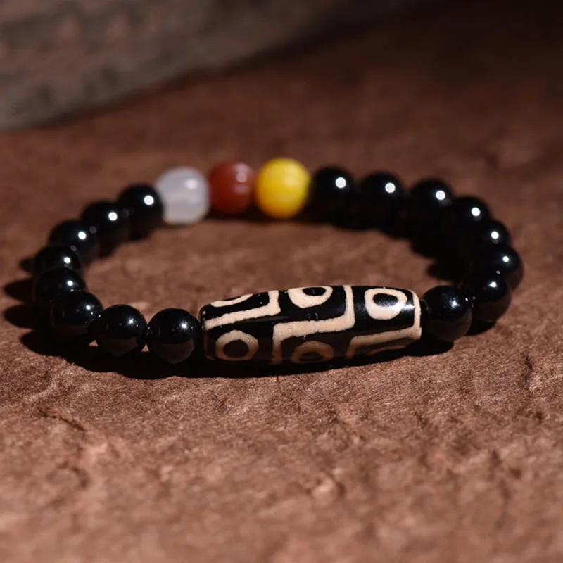 Mythstone Tibetan Natural Nine-Eye Dzi Bead Wealth Power Bracelet - Image 2