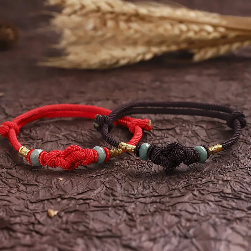 Mythstone Red String Jade Luck Fortune Knot Braided Couple Bracelet - Image 16