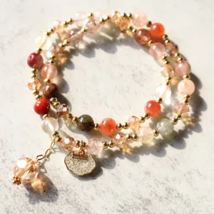 Mythstone Colorful Rutilated Quartz Double Wrap Spiritual Growth Bead Bracelet