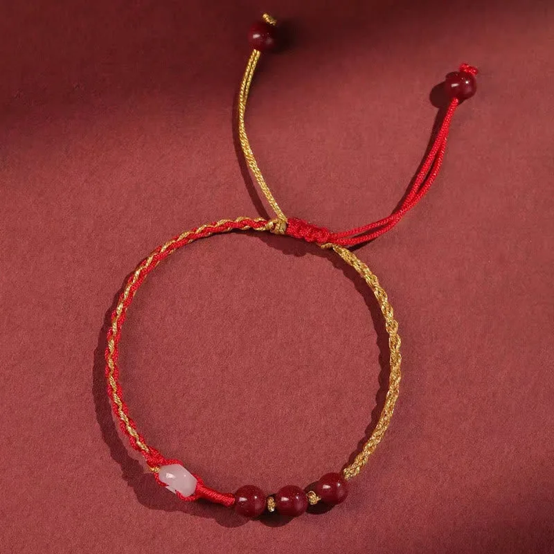 Mythstone Natural Cinnabar Jade Peace Buckle Blessing Bracelet - Image 12