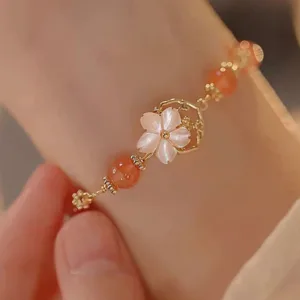 Mythstone Red Agate Tridacna Stone Flower Confidence Bracelet