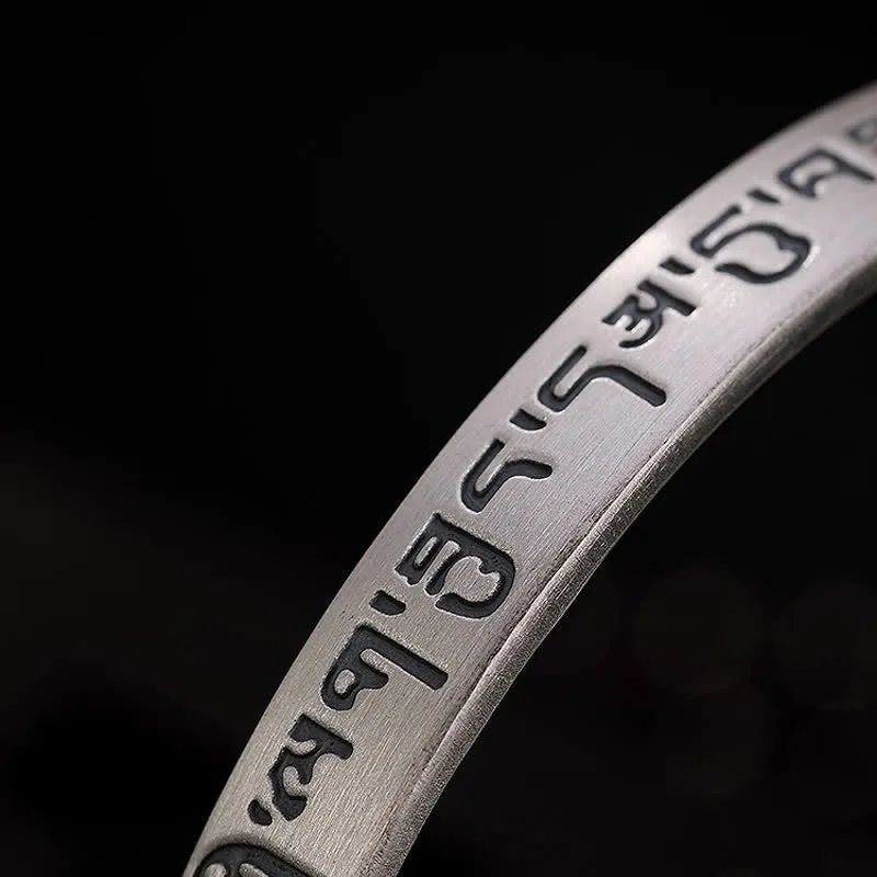 Mythstone 999 Sterling Silver Six True Words Heart Sutra Protection Bracelet Bangle - Image 11