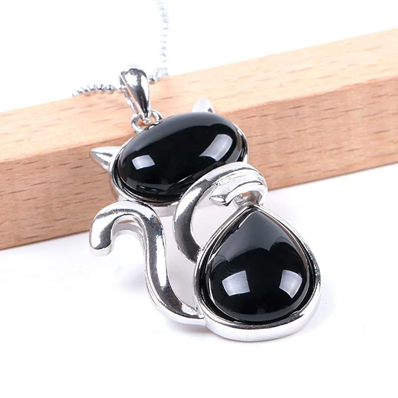 "Save A Cat" Cute Cat Pattern Natural Crystal Protection Cat-Loving Pendant Necklace - Image 10