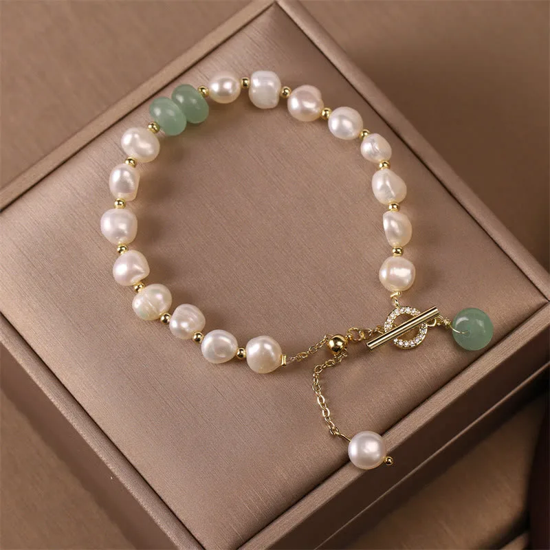 Mythstone Pearl Green Strawberry Quartz Bead Healing Chain Bracelet - Image 4