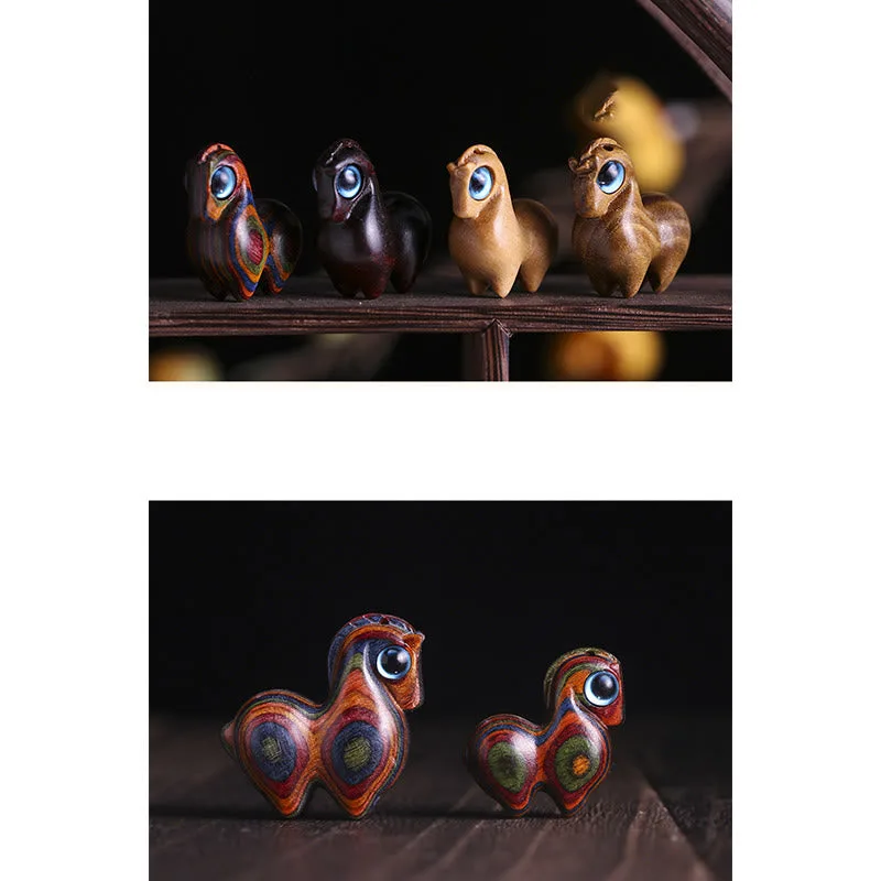 Mythstone Small Leaf Red Sandalwood Green Sandalwood Lucky Mini Horse Protection Decoration - Image 21