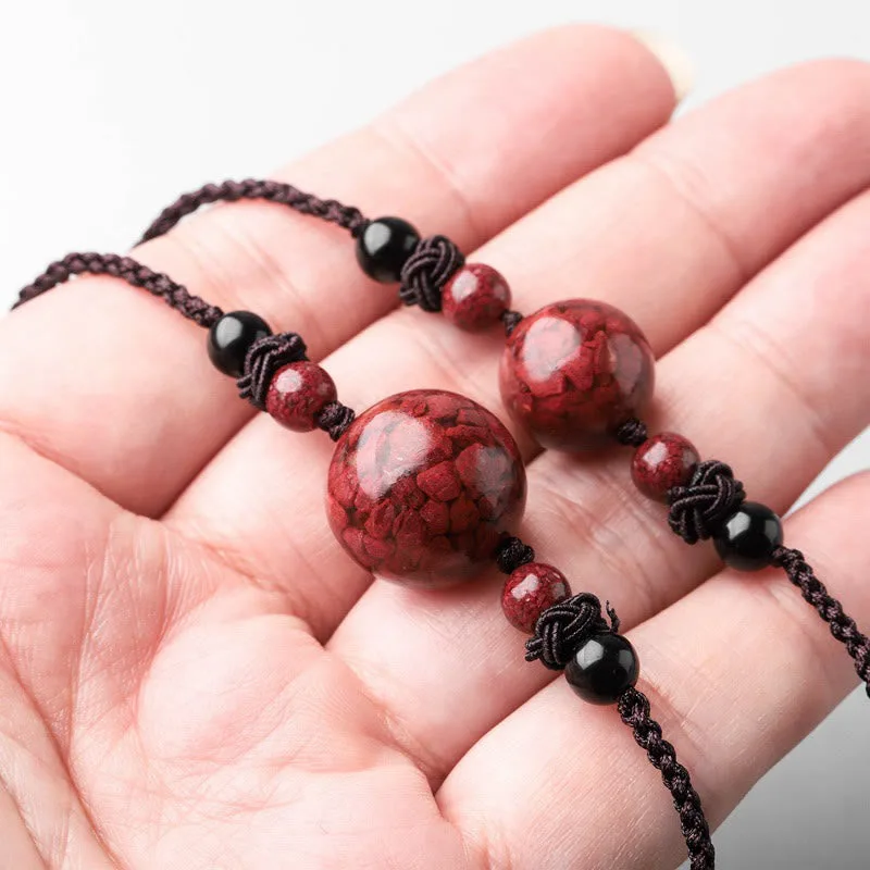 Mythstone Natural Cinnabar Stones Bead Blessing Necklace Pendant - Image 13
