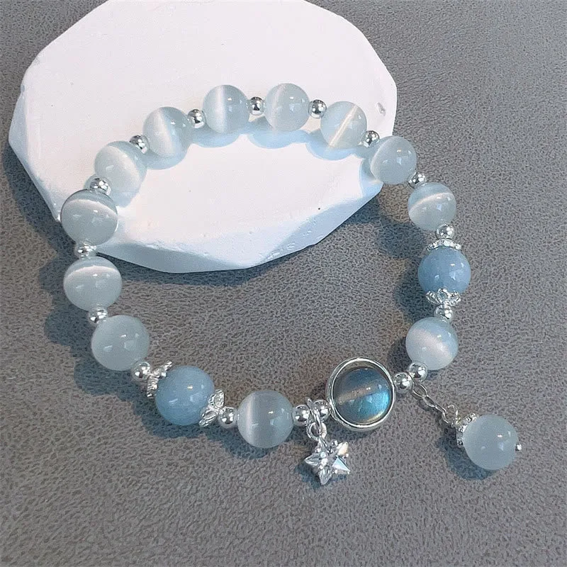 MythStone Cat's Eye Moonstone Butterfly Star Charm Support Bracelet - Image 10