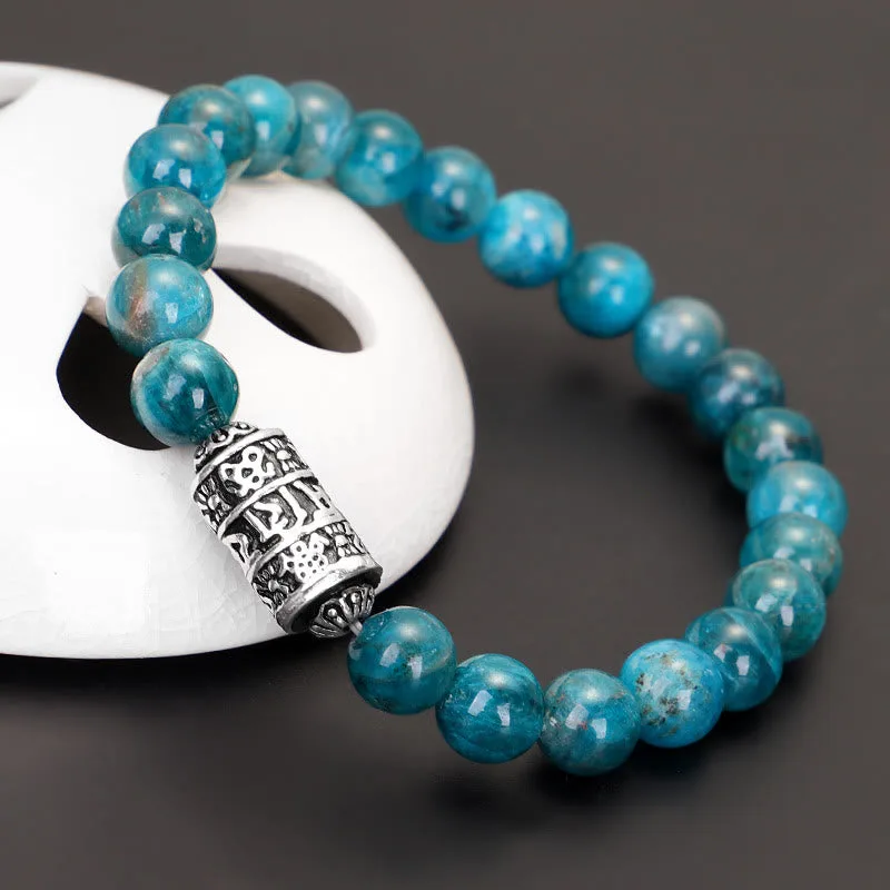 Mythstone Natural Lazurite Pietersite Unakite Om Mani Padme Hum Bead Positive Bracelet - Image 4