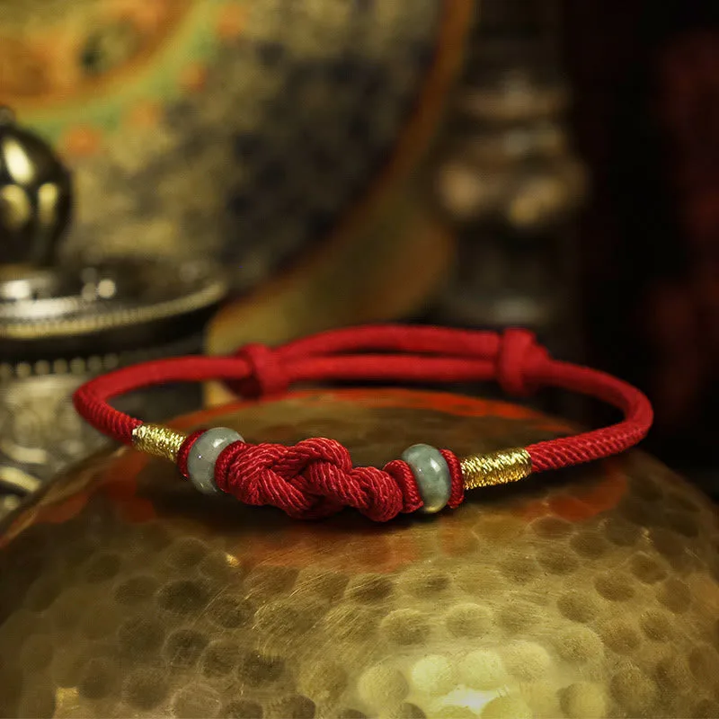 Mythstone Red String Jade Luck Fortune Knot Braided Couple Bracelet - Image 12