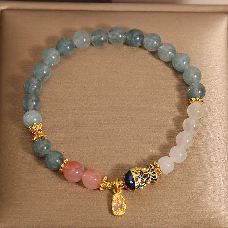 Mythstone - Jade Yanyuan Agate White Jade Koi Fish Scripture Charm Luck Bracelet - Image 8