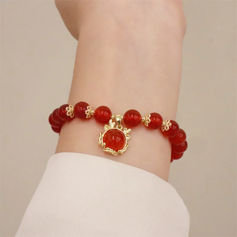 Mythstone Year of the Dragon Red Agate Jade Peace Buckle Fu Character Success Bracelet - Image 19