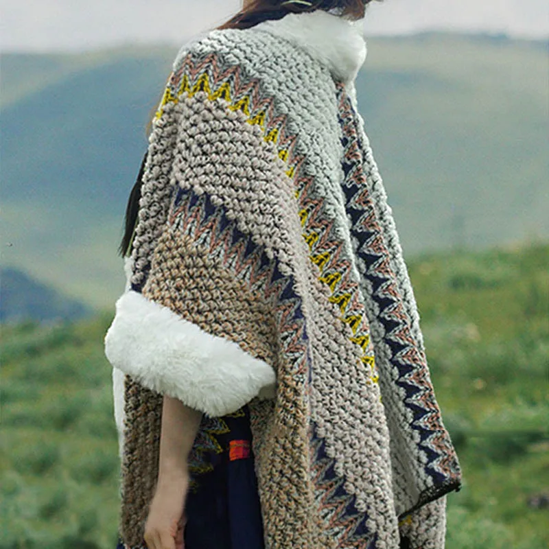 Mythstone Tibetan Multicolored Striped Shawl Winter Cozy Travel Scarf Wrap - Image 60